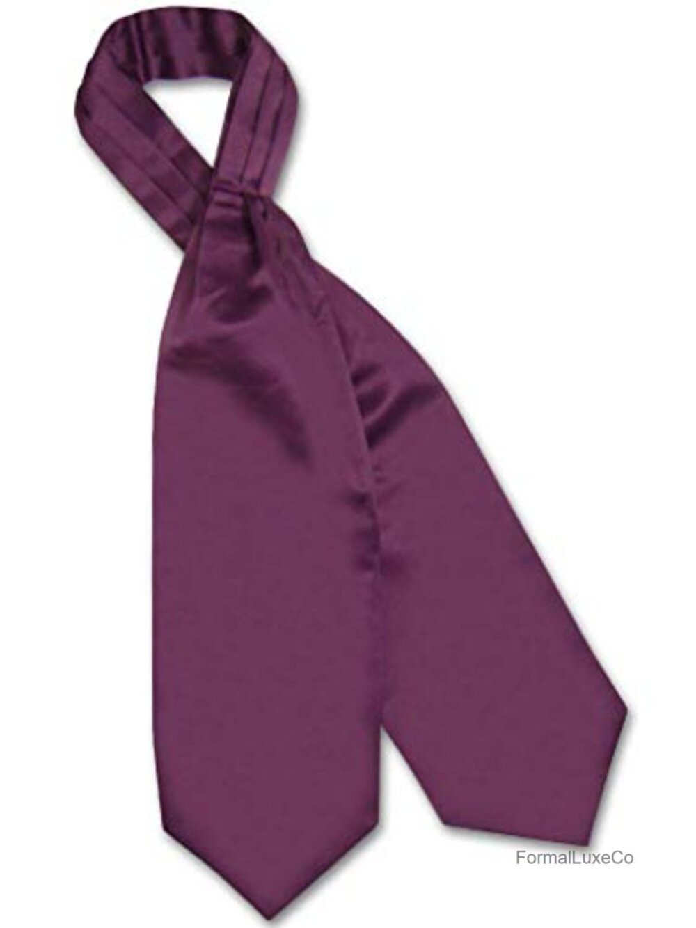 Men's Victorian Ascot Cravat Neck Tie Solid 100% Polyester Silk-Feel